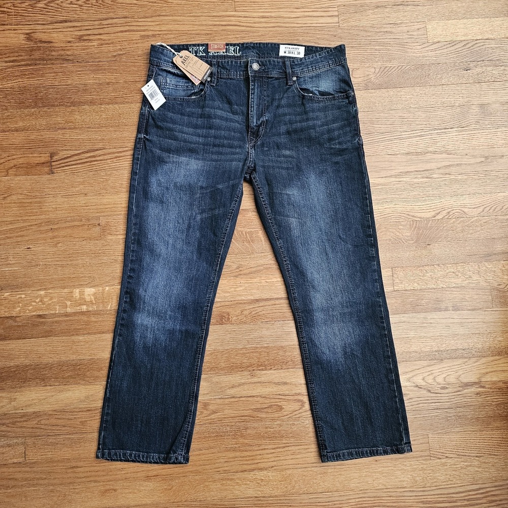 T.K. Axel‎ Slim Straight Jeans Men's 38x30 Dark Addison Stretch NWT